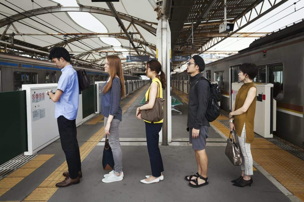 Standing on a Tokyo subway platform